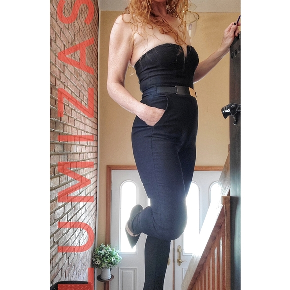 Material Girl Belted Pant Jumpsuit Black - Picture 1 of 14